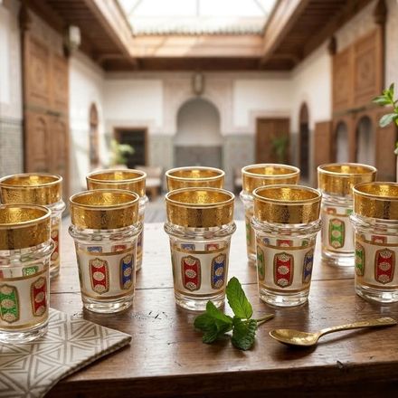 Lot de 10 Verres à Thé Marocains en Cristal – 150 ml thumbnail 1