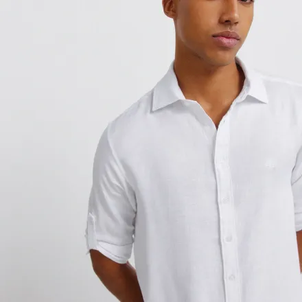 Chemise Lin Viscose Texturée Manches 3/4 thumbnail 2