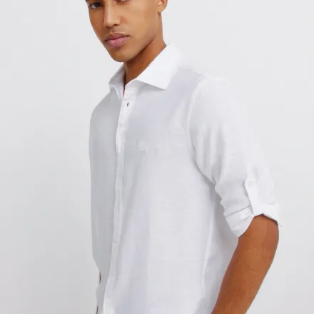 Chemise Lin Viscose Texturée Manches 3/4 thumbnail 3