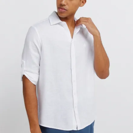 Chemise Lin Viscose Texturée Manches 3/4 thumbnail 4