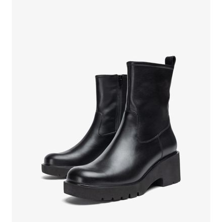 Boots À Bout Carré Avec Semelles Track En Cuir-black thumbnail 4