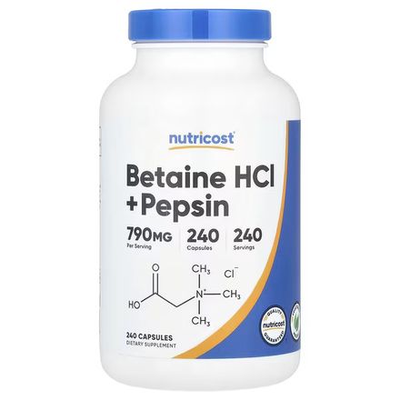 Betaine Hcl + Pepsin, 240 Capsules thumbnail 1