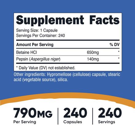 Betaine Hcl + Pepsin, 240 Capsules thumbnail 2