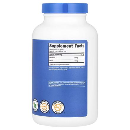Betaine Hcl + Pepsin, 240 Capsules thumbnail 3