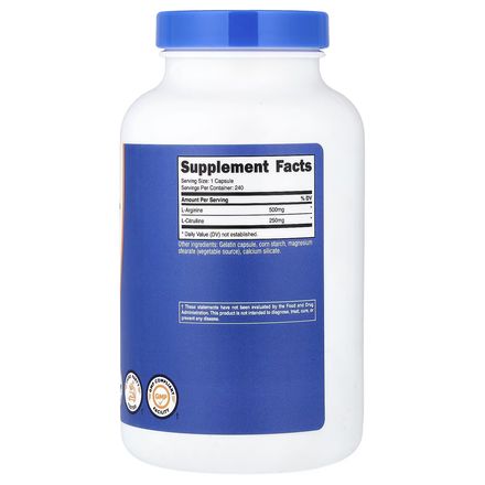 L-arginine + L-citrulline, 240 Capsules thumbnail 2