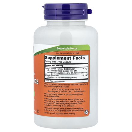 Ginkgo Biloba With Eleuthero Root, 100 Veg Capsules thumbnail 2