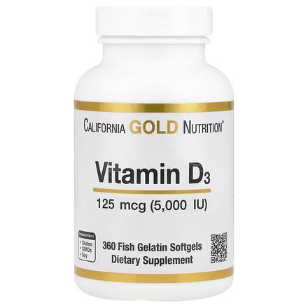 Vitamin D3, 125 Mcg (5,000 Iu), 360 Fish Gelatin Softgels thumbnail 1