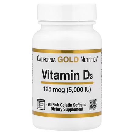 Vitamin D3, 125 Mcg (5,000 Iu), 90 Fish Gelatin Softgels thumbnail 1