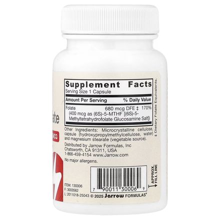 Vegan Methyl Folate, 400 Mcg, 60 Veggie Capsules thumbnail 2