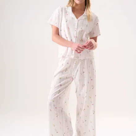 Ensemble De Pyjama 2 Pièces Coton 100% À Motifs Fleurs Et Papillons thumbnail 2