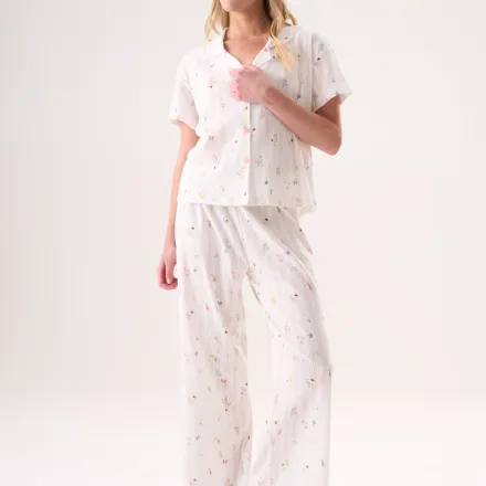 Ensemble De Pyjama 2 Pièces Coton 100% À Motifs Fleurs Et Papillons thumbnail 4