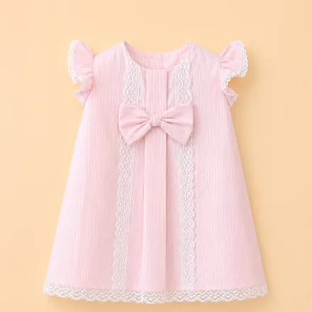 Robe Bébé Élégante À Dentelle Et Nœud thumbnail 1