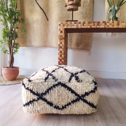 Wool Creamy Floor Pouf thumbnail 2