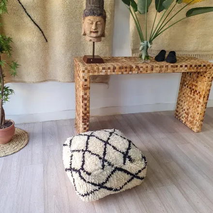 Wool Creamy Floor Pouf thumbnail 4