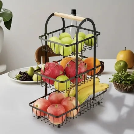 Panier À Fruits En Métal En 3 Niveaux, Portable thumbnail 4