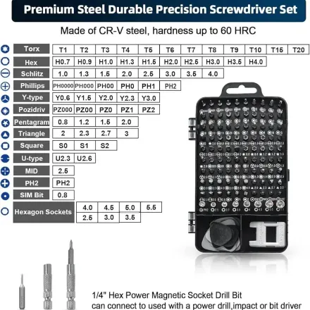 Tournevis De Précision Boite 115 En 1 Réparation Téléphone Pc Bricolage thumbnail 4
