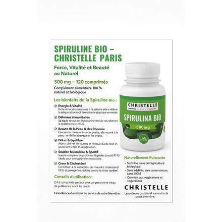 Christelle Paris Spiruline – Force, Vitalité Et Beauté Au Naturel 500 Mg – 120 Comprimés thumbnail 2