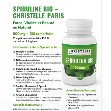 Spiruline Bio 500 Mg – Vitalité Et Beauté Naturelle thumbnail 3