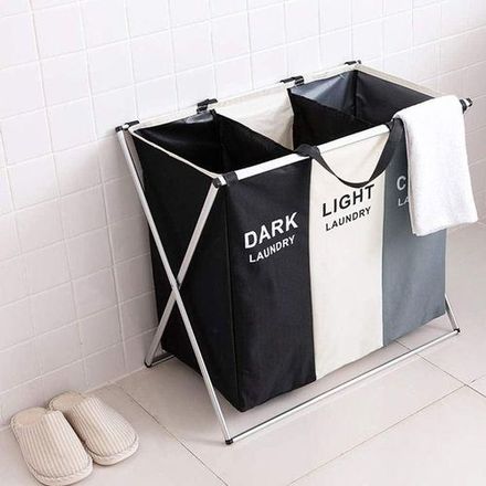 Panier À Linge Pliable À 3 Compartiments Pour Le Tri Des Vêtements thumbnail 3