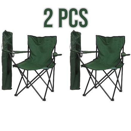 Lot De 2 Chaise De Plage Siège De Camping Fauteuil Munie D'un Porte-gobelet thumbnail 2