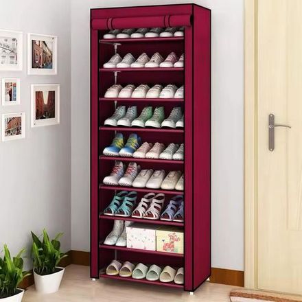 Étagère À Chaussures Avec Couvercles Anti-poussière – Organisateur De Rangement En Acier Robuste, Étagère À Chaussures Industrielle Pour Conception De Garage / Entrée 60 × 30 × 155 Cm thumbnail 1