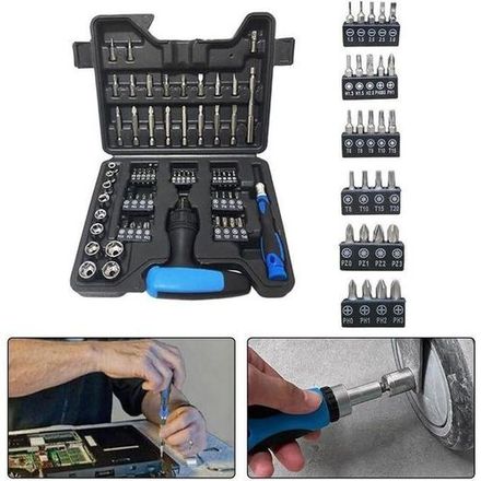 Coffret De Douilles Et Cliquet 63 Pièces – Ensemble Professionnel Polyvalent thumbnail 1
