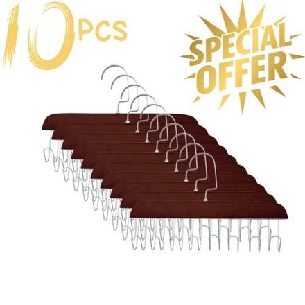 10 Cintres En Bois Multifonctionnels, Rotatifs À 360° thumbnail 1