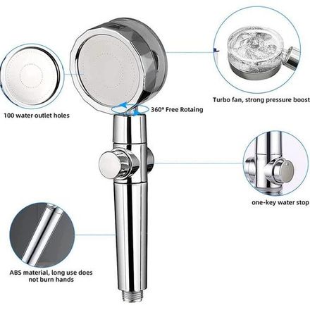 Douchette Pomme Douche Salle De Bain Blanche, Rotation 360 thumbnail 2
