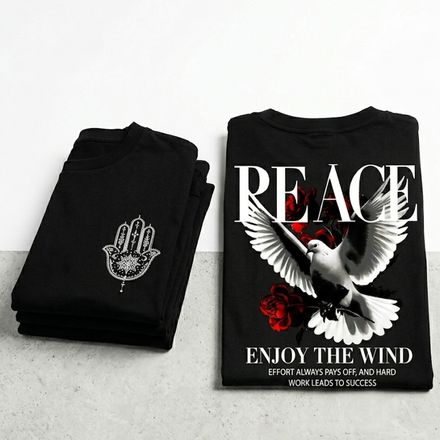 T-shirt Streetwear " Peace " Oversize thumbnail 4