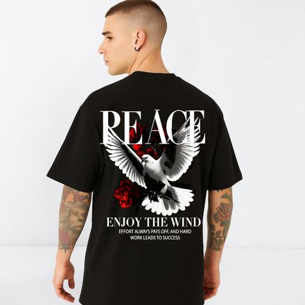 T-shirt Streetwear " Peace " Oversize thumbnail 3