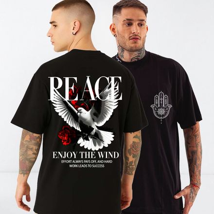 T-shirt Streetwear " Peace " Oversize thumbnail 5
