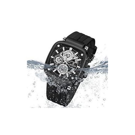 Montre Carrée Bracelet Silicone Calendrier Chronographe Mode Sport Montre Quartz thumbnail 3
