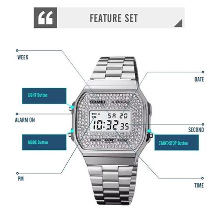 Montre Numérique Étanche Pour Homme Avec Bracelet En Acier thumbnail 1