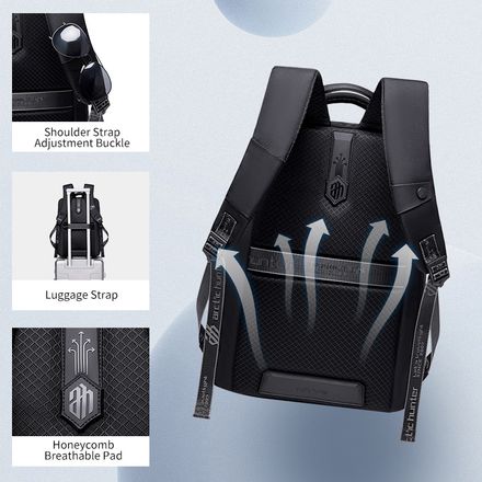 Sac À Dos Structuré En Tissu Pour Affaires Avec Poches Et Compartiments Multiples thumbnail 1