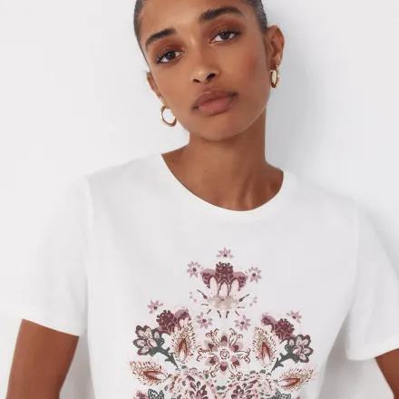 T-shirt Imprimé Fleurs Placé thumbnail 3