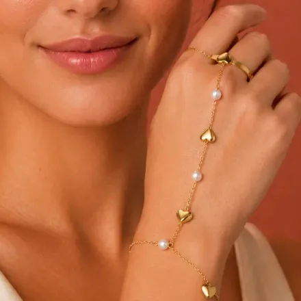 Handchain Heart Avec Bague Ajustable thumbnail 2