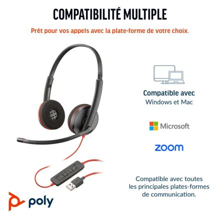 Micro-casque Blackwire 3220 Stéréo Usb-c + Adaptateur Usb-c/a - (8x228aa) thumbnail 4