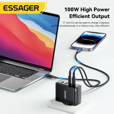 Chargeur Gan 100w Usb Type C, Charge Rapide  thumbnail 4