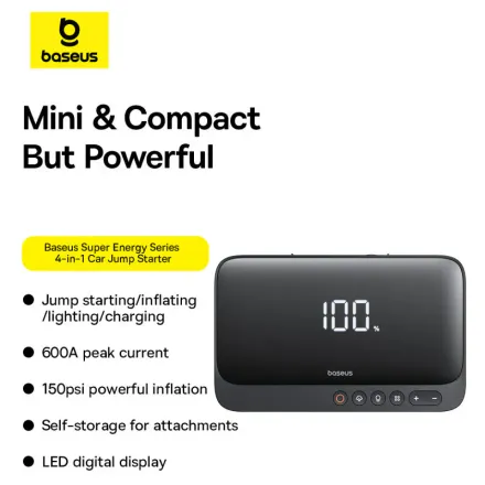 Super Energy 4-en-1 600a 6000mah Démarreur De Voiture Avec Compresseur Maroc thumbnail 1