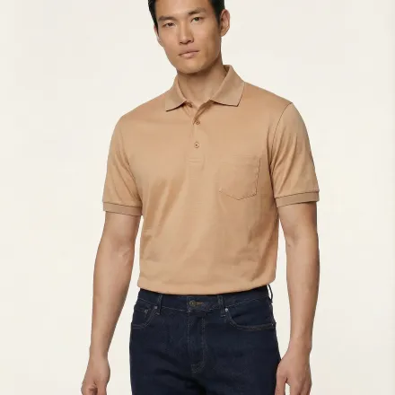Puglia Polo Shirt – Sand – 100% Fil Décosse Cotton thumbnail 1