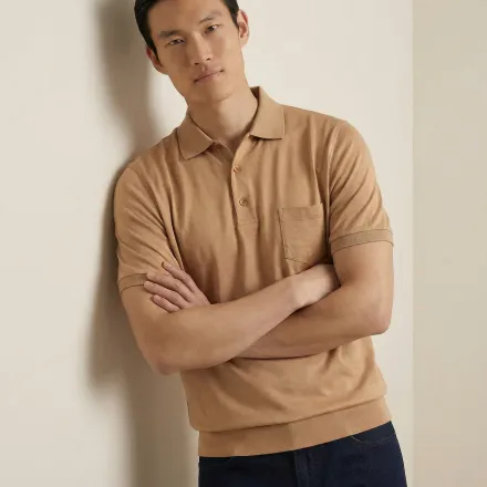 Puglia Polo Shirt – Sand – 100% Fil Décosse Cotton thumbnail 3