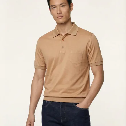 Puglia Polo Shirt – Sand – 100% Fil Décosse Cotton thumbnail 2
