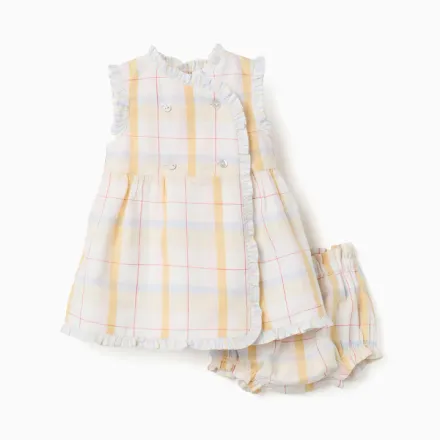 Checked Cotton Dress + Bloomers B&s For Newborn Girls thumbnail 1