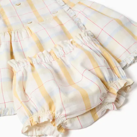 Checked Cotton Dress + Bloomers B&s For Newborn Girls thumbnail 4