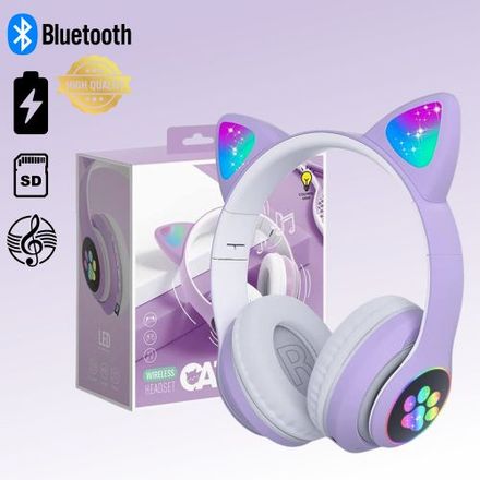 Casque Bluetooth Sans Fil STN28 - Design Oreilles de Chat Lumineuses (Couleur Aléatoire) thumbnail 1
