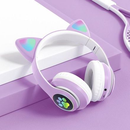 Casque Bluetooth Sans Fil STN28 - Design Oreilles de Chat Lumineuses (Couleur Aléatoire) thumbnail 2