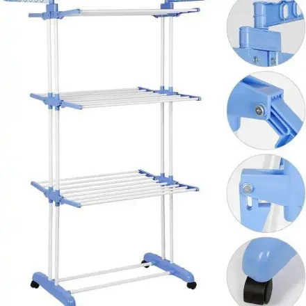 Etendoir À Linge Rétractable Pliable Ailes Latérales - 4 Niveaux thumbnail 4