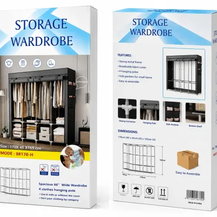 Armoire Chambre Rangement Penderie De Vêtement En Tissu  thumbnail 1