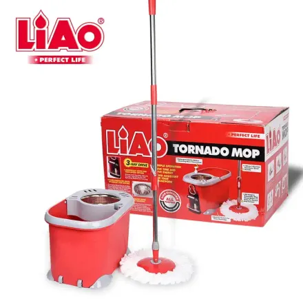 Seau Essoreur À Pédale Rotatif Tornado Mop Avec Balai Microfib thumbnail 4