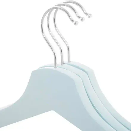 Lot De 3 Cintres En Bois D'érable Antidérapants - Bleu thumbnail 3